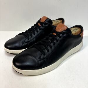 VERY GOOD Cole Haan Men's GrandPro Leather Sneakers Black / British Tan 10